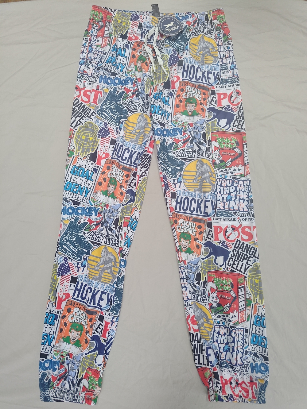 Chalktalk Graphic Hockey Print Jogger Pants in Multicolor